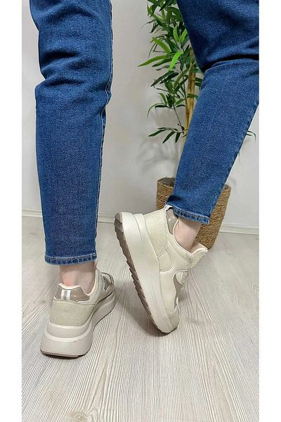 Endless Tricotaj cu șireturi de damă, bej, cu talpă confortabilă, pantofi sport casual, pantofi sport