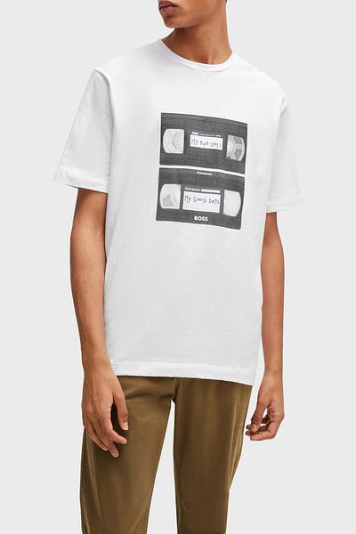 BOSS Ανδρικό μπλουζάκι με στάμπα Crew Neck - 100% βαμβάκι, κανονική εφαρμογή 50510021