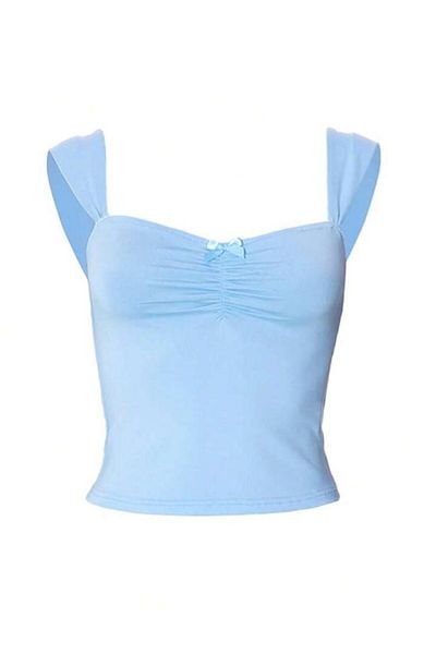 f-maskfashion CROP DETALIAT CU SÂNUL ALBASTRU