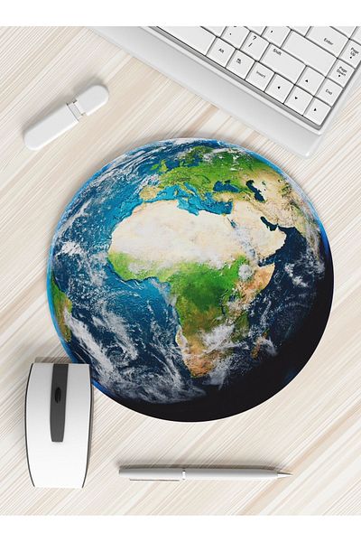 Boldy World Mousepad - World Gaming Pad - Yuvarlak Kaymaz Mousepad - Kaymaz Mouse Ped - Mouseped 19.5см.