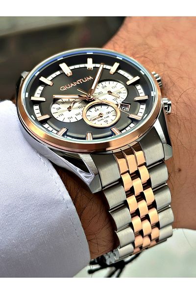 Quantum Functions Active 10 Atm Waterproof Steel Band Steel Case Men Wristwatch 987550