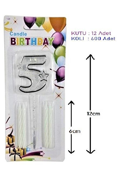 Genel Markalar Mika Şeffaf Rakam Mum - Gümüş Renk, 12 cm Doğum Günü ve Parti ...