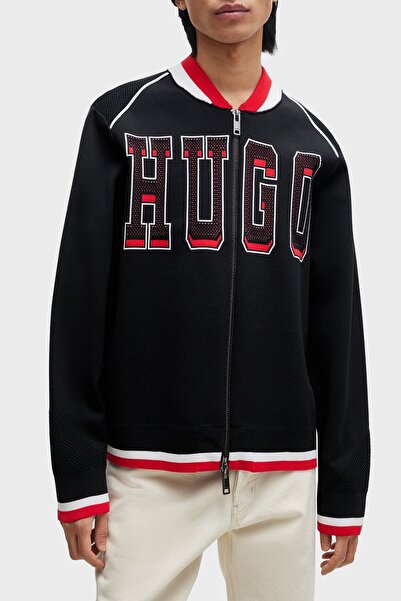 HUGO Logo Baskılı Relaxed Fit Kolej Yaka Hırka Erkek HIRKA 50510911 001