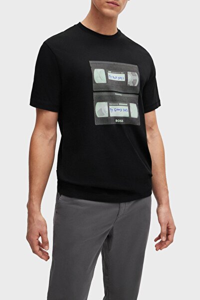 BOSS Baskılı % 100 Pamuk Regular Fit Bisiklet Yaka T Shirt Erkek T SHİRT 5051...