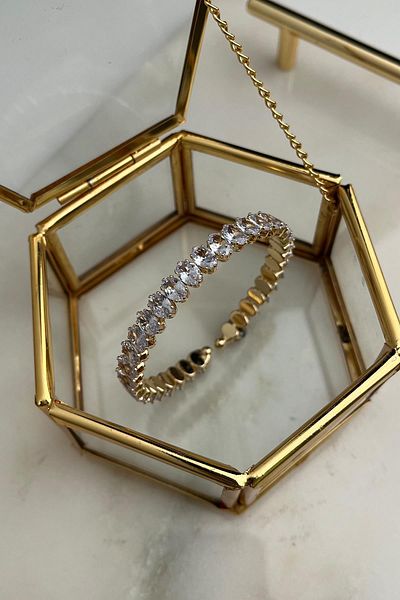 Modex Oval Row Stoned Spring Bracelet (19 cm)