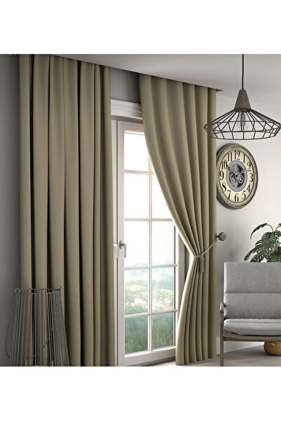 TAÇ EGE HOME Blackout karartma perde düz dikiş bej rengi ( bal köpüğü)