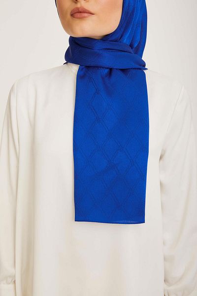 Armine Trend Jan Jan Blue Monogram Pattern Jacquard Shawl 6-21183