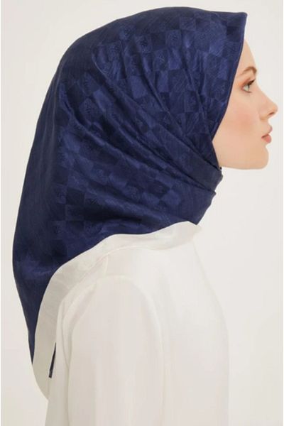 Armine 35 Μοντέλο Navy Blue Μεταξωτό Βαμβακερό Κασκόλ
