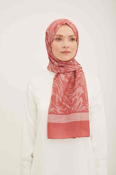 Armine Trend Dusty Rose Wave Patterned Acacia Shawl 2-22031