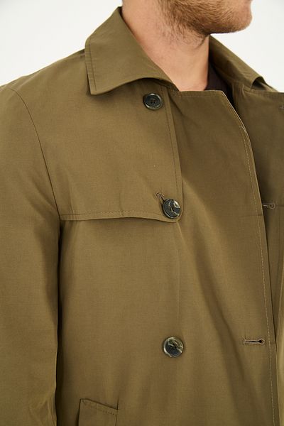 Frappoli Ανδρική καμπαρντίνα με διπλό γιακά Standard Fit βαμβακερή καμπαρντίνα