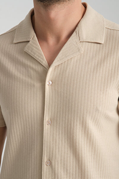 Frappoli Чоловіча спортивна сорочка Waffle - тонкий комір, короткий рукав, кишені, стандартний крій