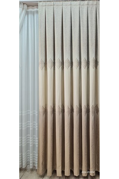 ISSA PERDE Issa Pano Fon Perde Sütlü Kahve Krem ((tek Kanat))(sık Pile)((en 1...