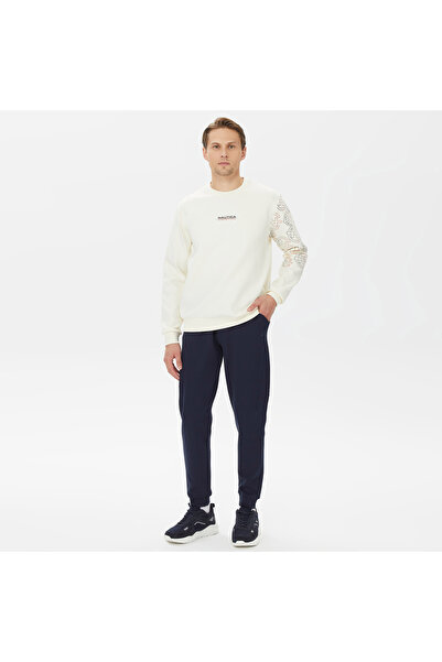 Nautica Erkek Beyaz Standart Fıt Uzun Kollu Sweatshırt