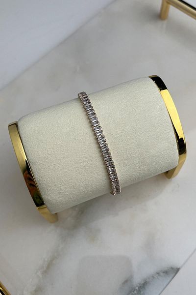 Modex Zircon Baguette Stone Strip Waterway Bracelet (17 cm)
