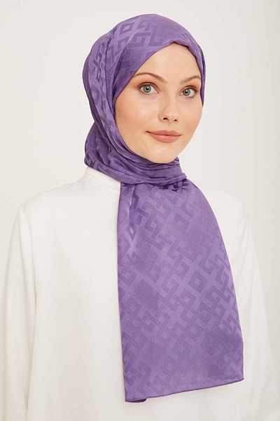 Armine Trend Jan Jan Eflatun Geometric Pattern Jacquard Shawl 5-21085