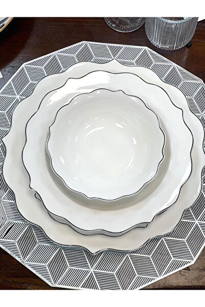 ACAR Karmen 24 Prç.silver Gümüş Porselen Yemek Tabak