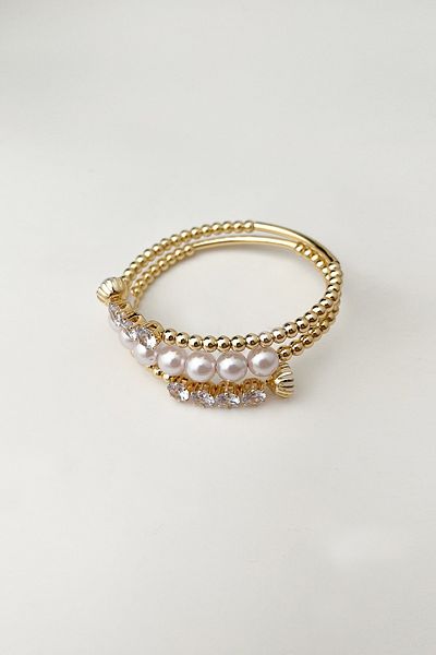 Modex Wrapped Pearl and Jewelled Heeled Bracelet