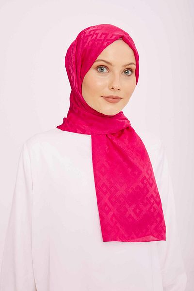 Armine Pink Geometric Patterned Jacquard Shawl - Trend Jan Jan 5-21226