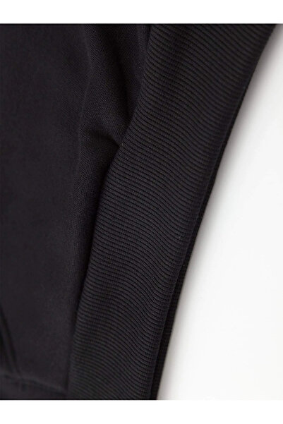 Serbella Hand and Heart Printed Black Unisex Oversize Hooded Sweatshirt