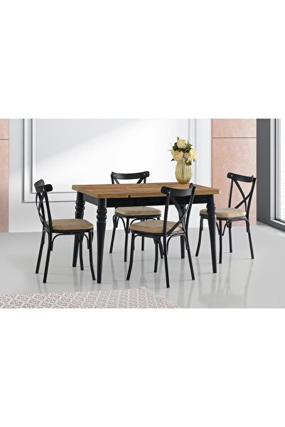 Sweet Home Masa Sandalye Yanlardan Açılır Yakamoz Masa Antik Çam Topkapı Siya...