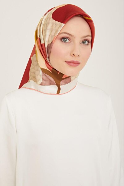 Armine Vişne Çürüğü - Μεταξωτό μαντήλι από μετάξι με ροζ σχέδιο τουλίπας 9119 - 33