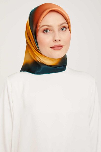 Armine Μεταξωτό κασκόλ Petrol Blue Gradient Transition Tivil 9051-04