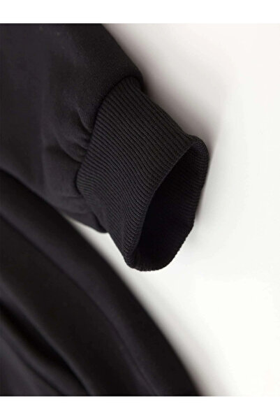 Serbella Hand and Heart Printed Black Unisex Oversize Hooded Sweatshirt