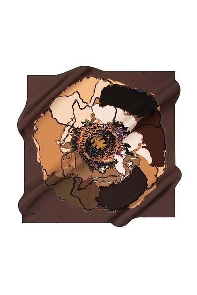 Aker Tivil Silk Scarf 8314713-913 Brown Mixed Pattern