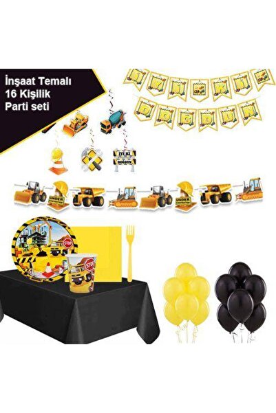 Parti Dükkanım İş Makineleri Parti Seti 16 Kişilik