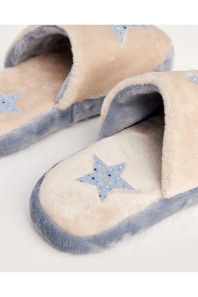 Chirpy Dovy - Star Printed Gray Women's House Slippers