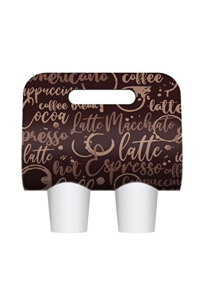 AYKUT OFSET 2'li Karton Bardak Taşıyıcı,kahve Taşıyıcı,karton Bardak Taşıma Çantası,Koyu Renk100'lü Paket