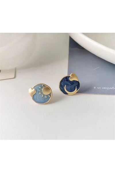 Pelin Aksesuar Day and Night Moon Sun Heart Fun Earring