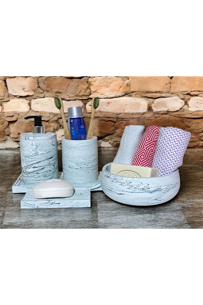 Chiko Mall Set de accesorii pentru baie din beton, elegant și la modă, cu mod...