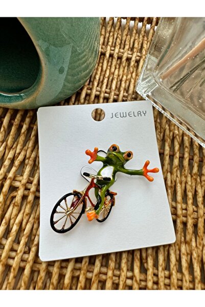 Pelin Aksesuar Bisiklete Binen Kurbağa Broş