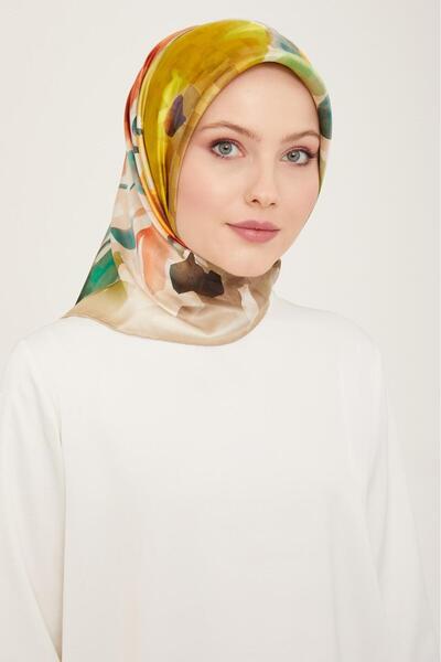 Armine Μπεζ με μοτίβο λουλουδιών τιβιλ μεταξωτό μαντήλι 9103 - 32