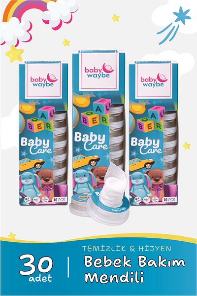 babywaybe 3 Pack Baby Care & Cleaning & Hygiene Wipes 30 X 4.5 ml Travel Size Magic Wipes