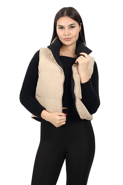 Gözde Tasarım Butik Pearl Double Sided Crop Puffer Vest