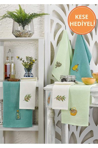 Rebeka 6-Piece Kitchen Towel Set - Drying Cloth and Mint