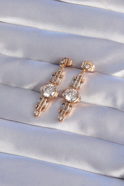 Skygo Xuping Rose Color Zircon Cubic Zirconia Geometric Dangle Earrings - Tj-Bkp9355