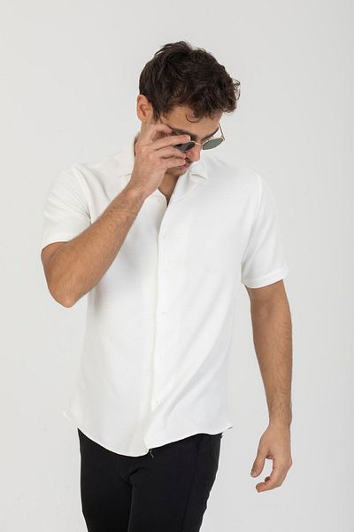 coder White Regular Fit Short Sleeve Men's Shirt
