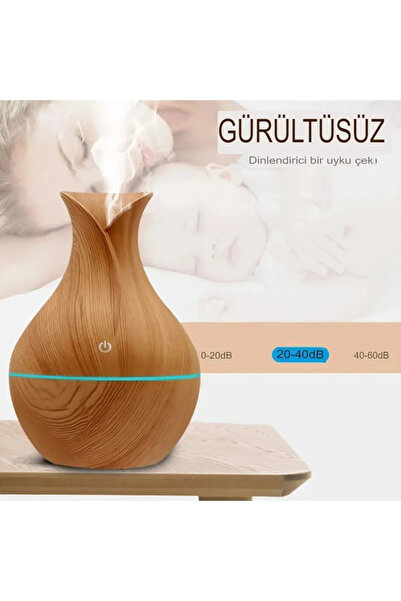 Inovaxis Hava Nemlendirici Oda Buhar Difüzör Makinası Rgb Led Işıklı Yedek Filtreli-açık Kahve