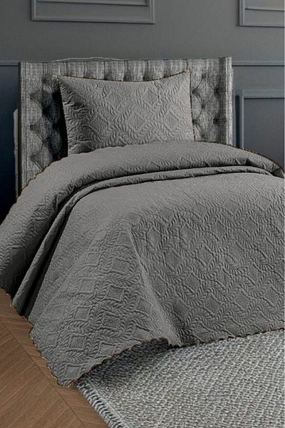 REYs HOME Anthracite Quilted Single Bedspread
