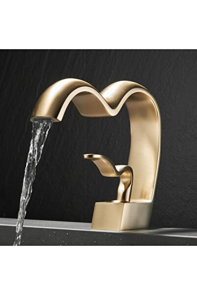OEM Bathroom Sink Faucet Matte Gold Color Waterfall Heart New Design Imported with 7 Years Warranty