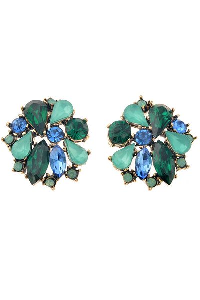 Pelin Aksesuar Green Crystal Earrings