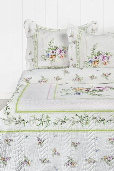 Örtüm Double Quilted Bedspread Set - Duru - Ecru Green