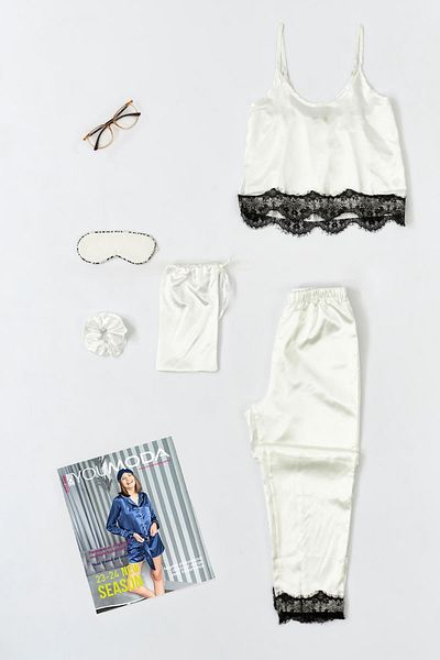 for you sleepwear 5-Piece Lace Detailed Athlete Trouser Set
