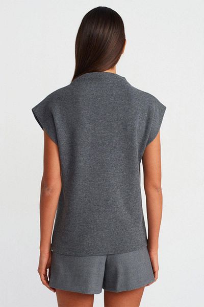 Dilvin Soft Textured Women's Knitted Sweater - Anthresite