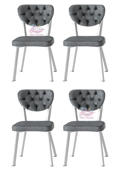 Sweet Home Masa Sandalye Simge Metal Sandalye Renkli Ayak 4 Lü Set Cafe,Resta...