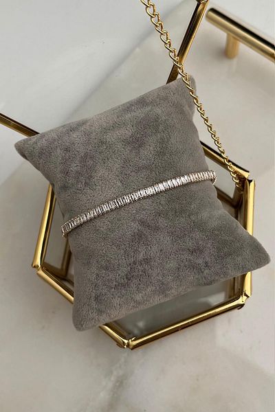 Modex Zircon Baguette Stone Strip Waterway Bracelet (17cm)