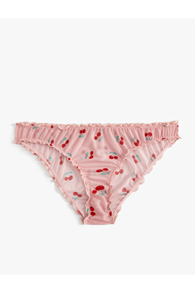 Koton Kiraz Baskılı Brief Külot Tül Fırfırlı